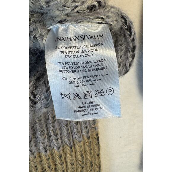 Jonathan Simkhai Allison Gray Green Asymmetrical Ombre Sweater Wool Alpaca M - Picture 6 of 9